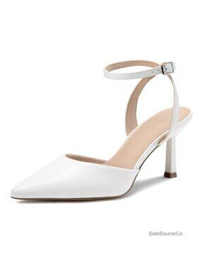 Women's Closed Toe Stiletto High Heel Pumps with Ankle Strap